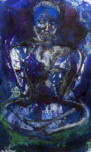 Peinture intitulée "homem azul" par Francisco Mendes, Œuvre d'art originale, Encre