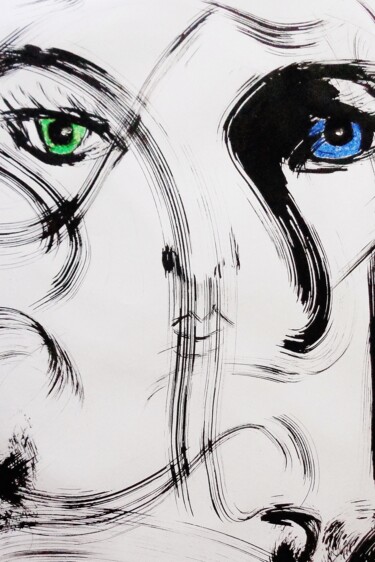 Painting titled "avis de recherche" by Francisco Mendes, Original Artwork, Ink