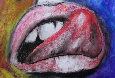 Peinture intitulée "tire la langue" par Francisco Mendes, Œuvre d'art originale, Encre