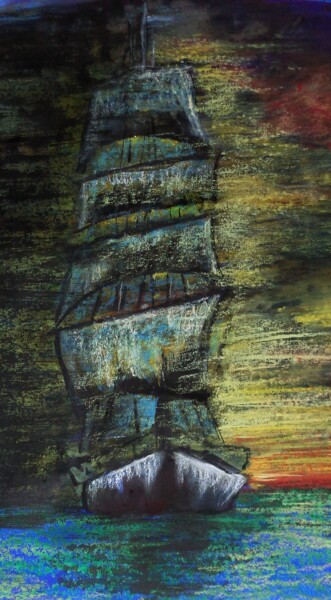 Painting titled "um veleiro" by Francisco Mendes, Original Artwork, Ink