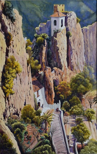 Картина под названием "El castillo de Guad…" - Francisco Molina Balderas, Подлинное произведение искусства, Акварель