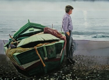 Peinture intitulée "Oteando el horizonte" par Francisco Molina Balderas, Œuvre d'art originale, Aquarelle