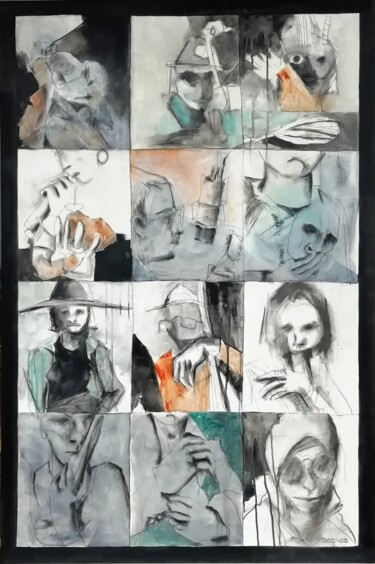 Malerei mit dem Titel "Expressive fragments" von Francisco Santos, Original-Kunstwerk, Acryl