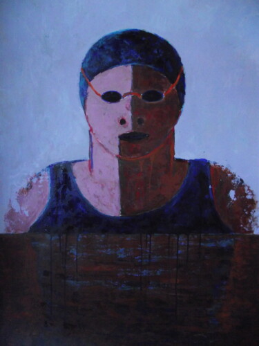 Malarstwo zatytułowany „Blue Swimmer” autorstwa Francisco Serrano Gutierrez, Oryginalna praca, Akryl