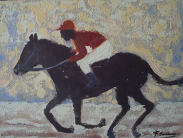 Painting titled "HORSE RIDER" by Francisco Serrano Gutierrez, Original Artwork, Oil