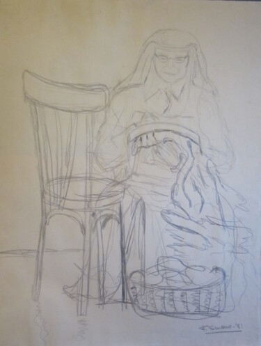 Drawing titled "EL BORDADO "SOR MAR…" by Francisco Serrano Gutierrez, Original Artwork, Pencil