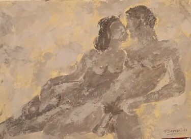 Painting titled "AMANTES II" by Francisco Serrano Gutierrez, Original Artwork, Acrylic