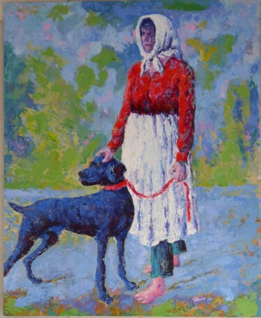 Painting titled "THE BLUE DOG" by Francisco Serrano Gutierrez, Original Artwork, Acrylic Mounted on Wood Panel