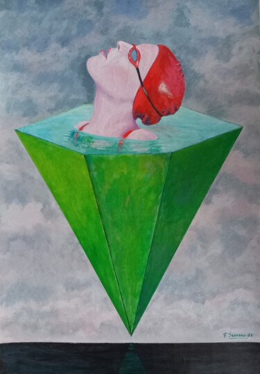 Painting titled "EMERGING SWIMMER" by Francisco Serrano Gutierrez, Original Artwork, Acrylic