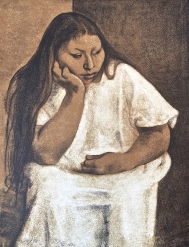 Mujer de Ocotlan Gravures & estampes intitulée "Mujer de Ocotlan" par Francisco Zuniga, Œuvre d'art originale, Lithographie