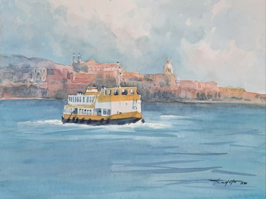 Schilderij getiteld "Lisboa" door Francisco Cadete, Origineel Kunstwerk, Aquarel