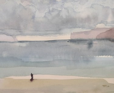Peinture intitulée "Horizon" par Francisco Cadete, Œuvre d'art originale, Aquarelle