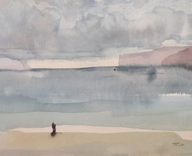 Painting titled "Horizon" by Francisco Cadete, Original Artwork, Watercolor