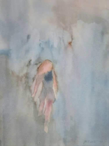 Pittura intitolato "Girl running" da Francisco Cadete, Opera d'arte originale, Acquarello