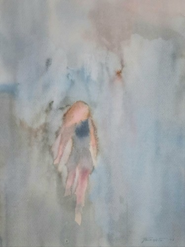 Peinture intitulée "Girl running" par Francisco Cadete, Œuvre d'art originale, Aquarelle