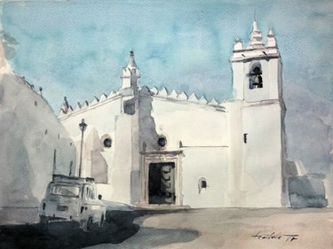 Painting titled "Igreja de Nossa Sen…" by Francisco Cadete, Original Artwork, Watercolor