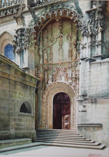 Pintura intitulada "Porta do convento C…" por Francisco Salgado Dias, Obras de arte originais, Aquarela