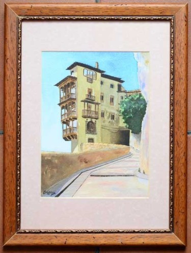 Painting titled "Casas Colgadas V (C…" by Francisco Guerra, Original Artwork, Oil