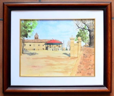 Painting titled "Antigua plaza de Sa…" by Francisco Guerra, Original Artwork, Oil