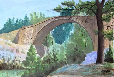 Painting titled "Puente del Castellar" by Francisco Guerra, Original Artwork, Oil