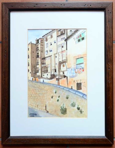 Pintura titulada "Calle típica de Cue…" por Francisco Guerra, Obra de arte original, Oleo