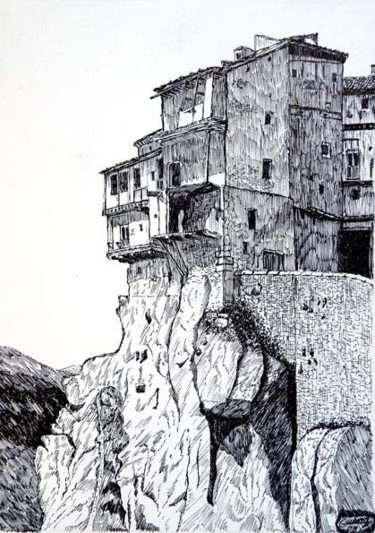 Dibujo titulada "Casas Colgadas anti…" por Francisco Guerra, Obra de arte original, Otro