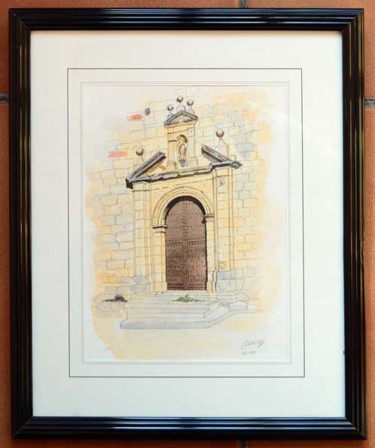 Dibujo titulada "Portada de iglesia" por Francisco Guerra, Obra de arte original, Otro