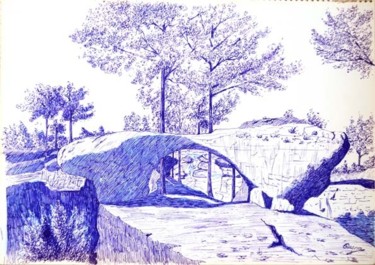 Dibujo titulada "Puente romano Ciuda…" por Francisco Guerra, Obra de arte original, Otro