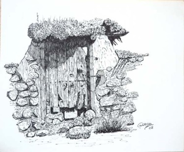 Dibujo titulada "Puerta vieja con si…" por Francisco Guerra, Obra de arte original, Otro