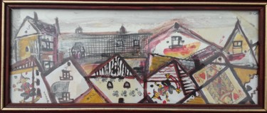 Painting titled "House roofs" by Francis Scott, Original Artwork, Acrylic