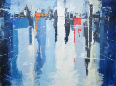 Painting titled "Perspective maritim…" by Francis L'Huillier, Original Artwork, Oil