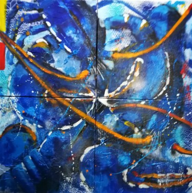 Homard bleu Peinture intitulée "Homard bleu" par Francis L'Huillier, Œuvre d'art originale, Acrylique