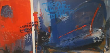 Schilderij getiteld "cargo" door Francis L'Huillier, Origineel Kunstwerk, Acryl Gemonteerd op Frame voor houten brancard