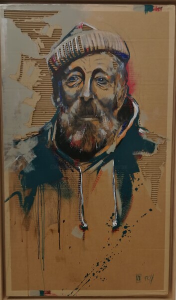 Pintura intitulada "le marin" por Francis L'Huillier, Obras de arte originais, Acrílico Montado em Painel de madeira