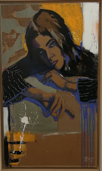 Painting titled "regarde moi" by Francis L'Huillier, Original Artwork, Acrylic Mounted on Wood Panel