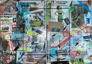 Collages getiteld "«  Too much informa…" door Franck.A, Origineel Kunstwerk, Collages