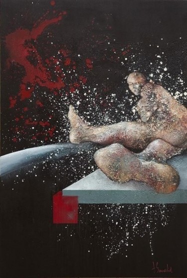 Peinture intitulée "Le carré rouge" par Franck Benoualid, Œuvre d'art originale