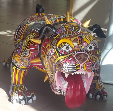 Sculptuur getiteld "RAYMOND LE DOG" door Franck Célaire, Origineel Kunstwerk, Hars