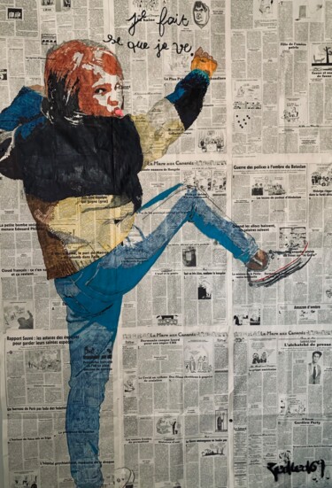Collages intitulée "je fait se que je v…" par Franck Delapierre, Œuvre d'art originale, Pochoir