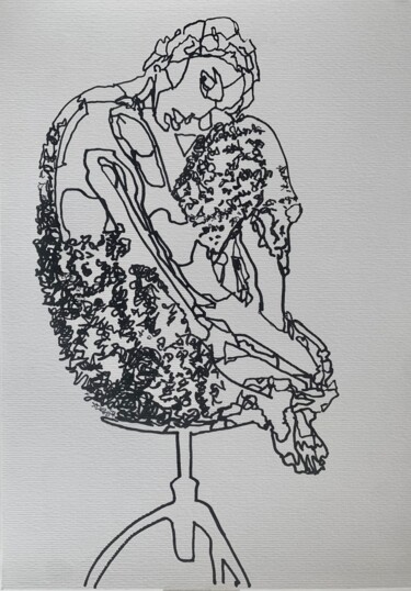 Dibujo titulada "Pause" por Franck Delapierre, Obra de arte original, Rotulador