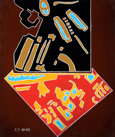 Картина под названием "Polychromie  118" - Franck Fages, Подлинное произведение искусства, Масло Установлен на Деревянная ра…