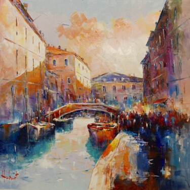 Painting titled "Ambiance venitienne" by Franck Hebert, Original Artwork, Oil