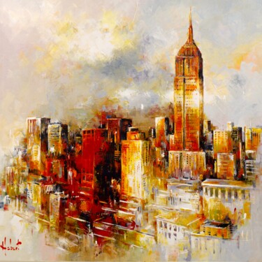 Painting titled "A New York" by Franck Hebert, Original Artwork, Oil