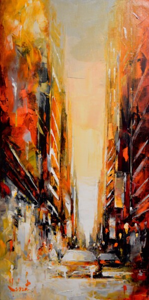 Картина под названием "Promenade Urbaine" - Franck Hebert, Подлинное произведение искусства, Масло