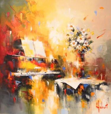 Painting titled "Ambiance musicale" by Franck Hebert, Original Artwork, Oil