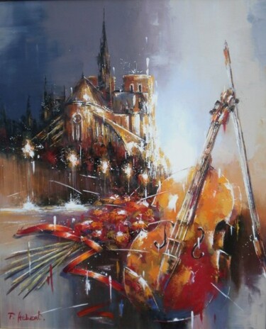 Painting titled "Paris mélodie" by Franck Hebert, Original Artwork, Oil