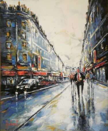 Peinture intitulée "Boulevard à Paris" par Franck Hebert, Œuvre d'art originale