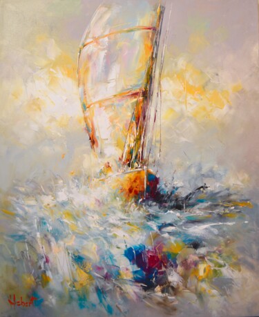Peinture intitulée "En Mer" par Franck Hebert, Œuvre d'art originale, Huile