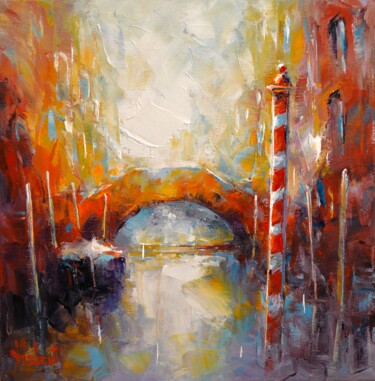 Peinture intitulée "pont a Venise" par Franck Hebert, Œuvre d'art originale, Huile