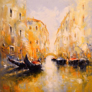 Painting titled "Reflets a Venise" by Franck Hebert, Original Artwork